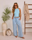 Breezy Muse Striped Wide Leg Waist Tie Pants