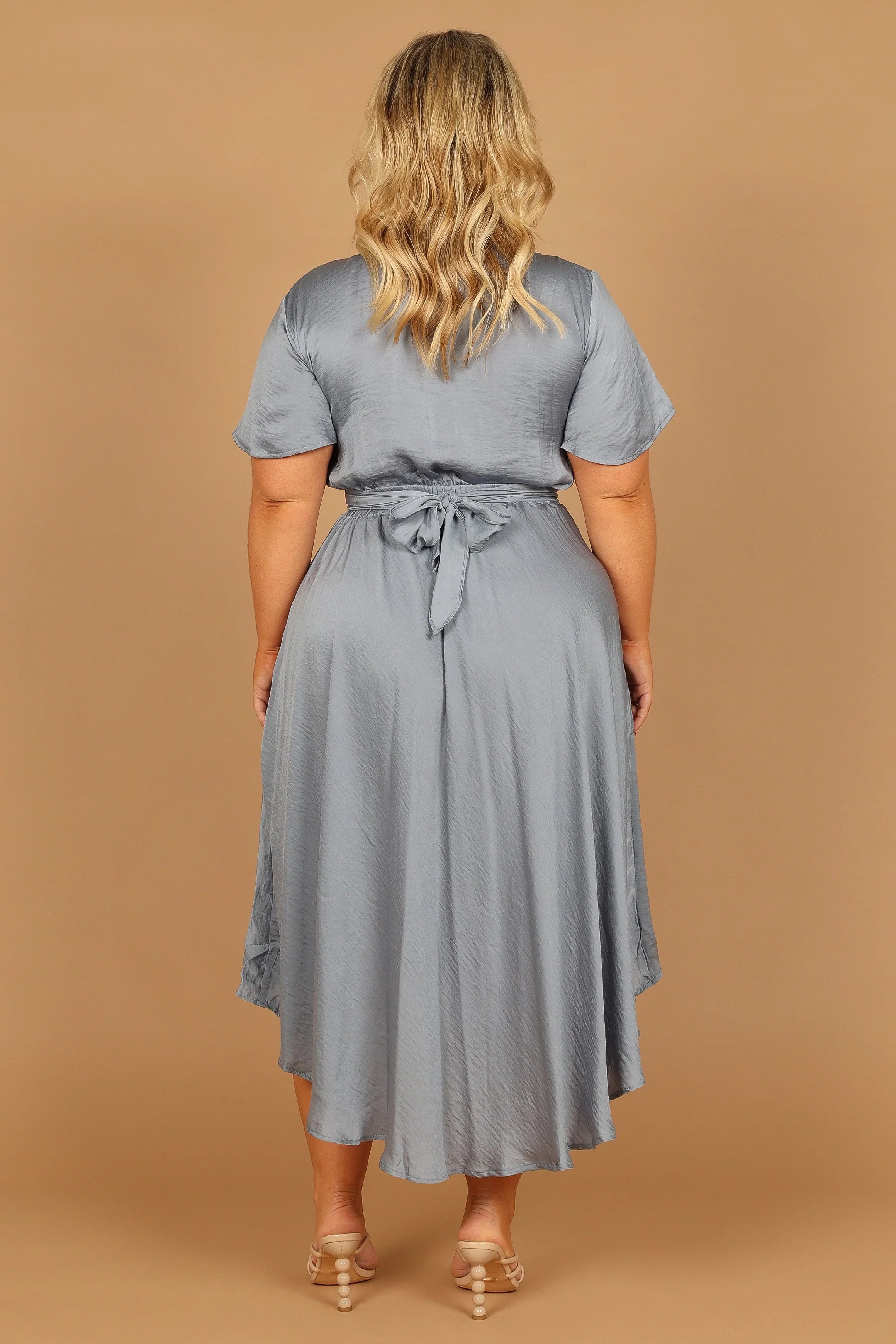 Amanda Hi Lo Tie Front Dress Blue