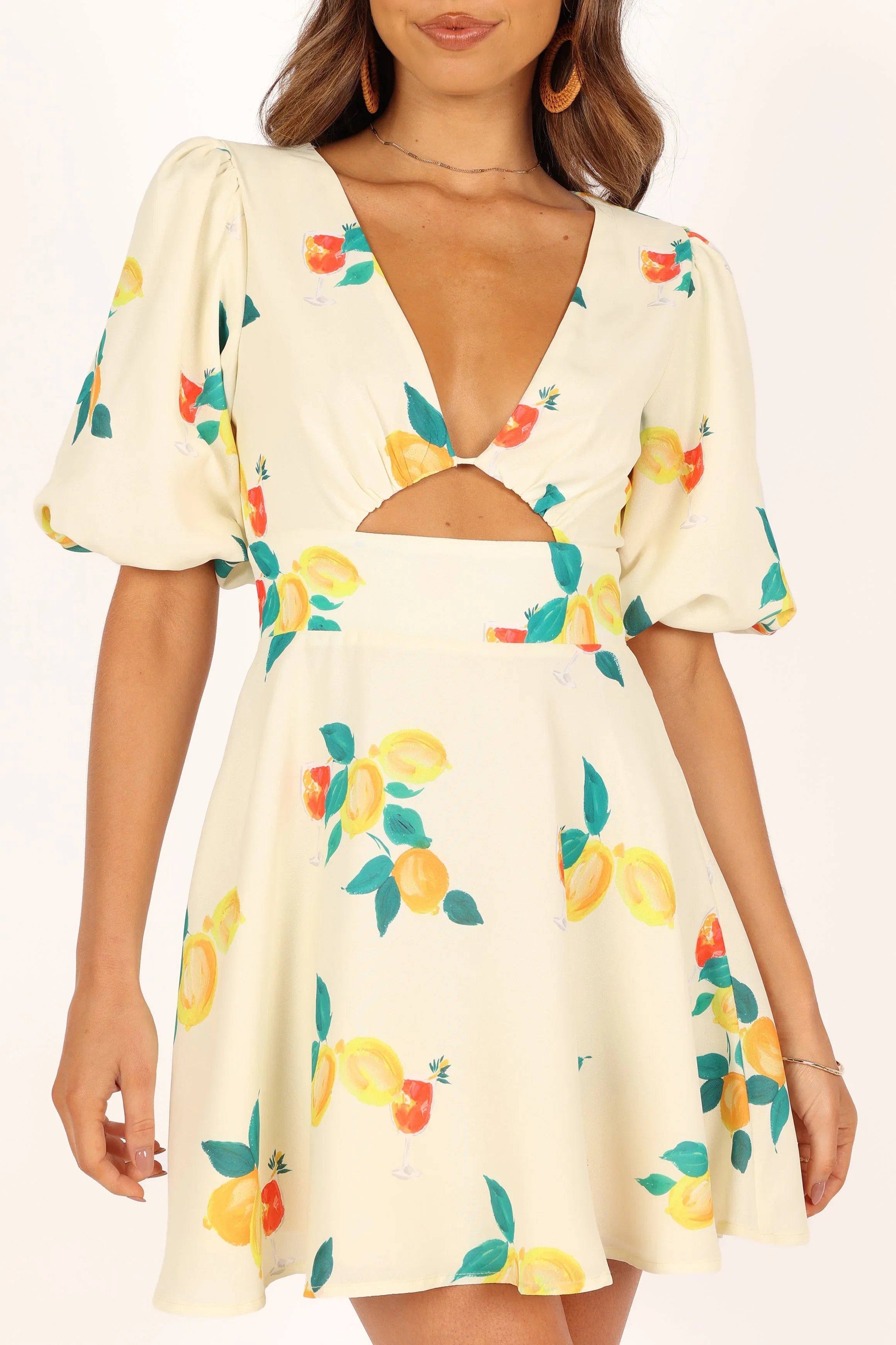 Mikaela Mini Dress Lemon Print