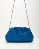 Janice Woven Leather Pouch Clutch