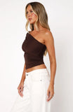 Dont Worry About It One Shoulder Top Chocolate