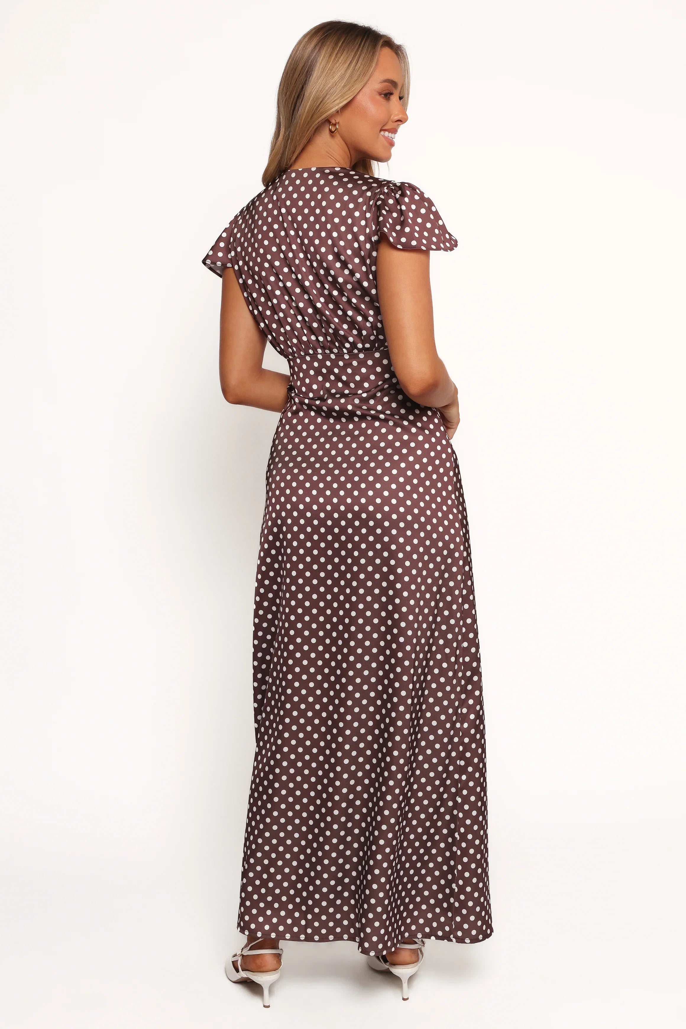 Dean Maxi Dress Brown Polka Dot