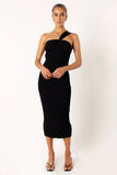 Halle One Shoulder Midi Dress Black
