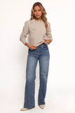 Wynne All Over Flower Knit Sweater Light Taupe