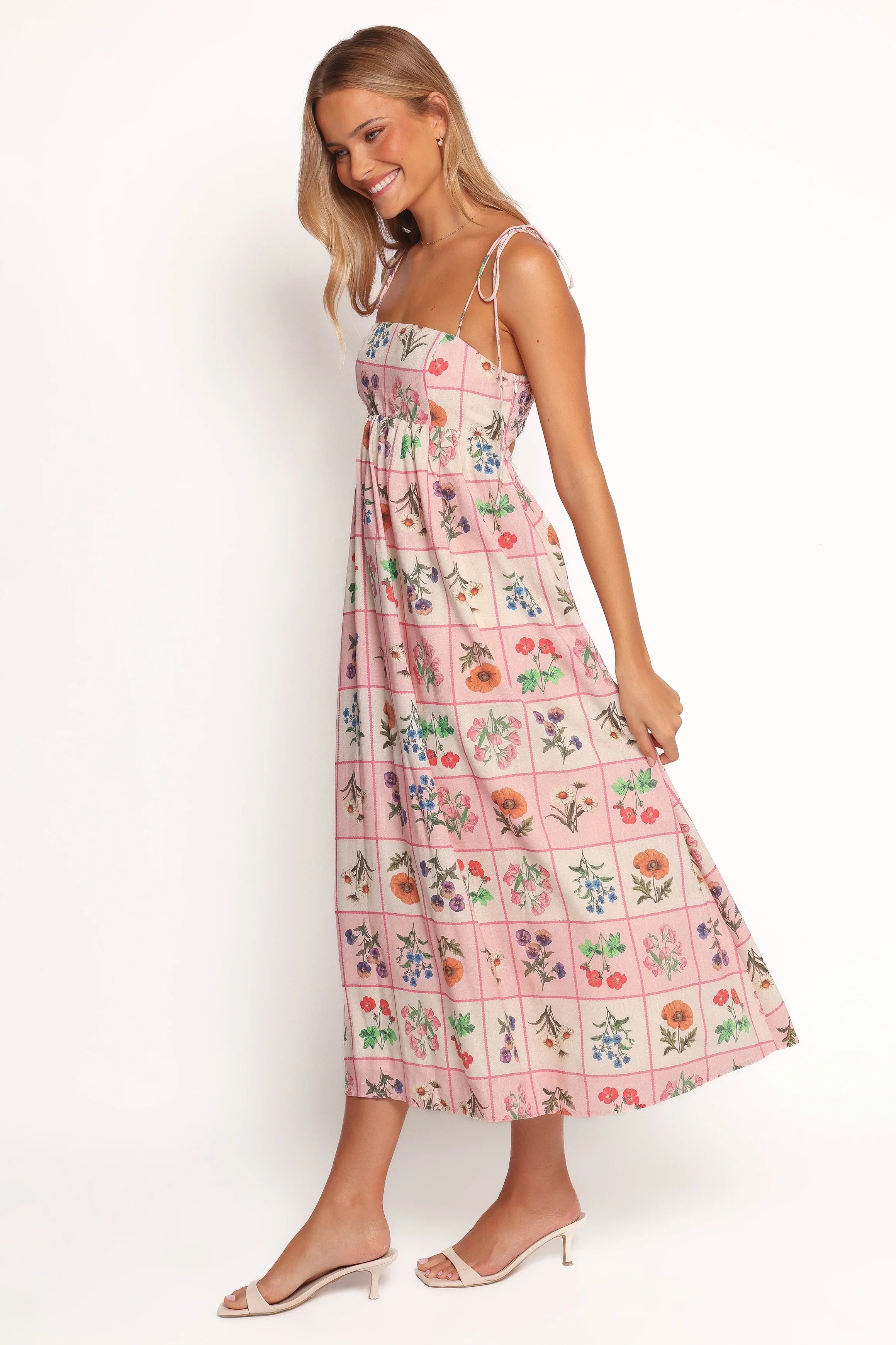 Simona Maxi Dress Pink Floral Tile