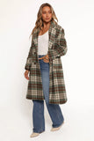 Anika Plaid Long Coat Green Brown