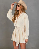 Countryside Charm Pleated Waist Tie Mini Dress