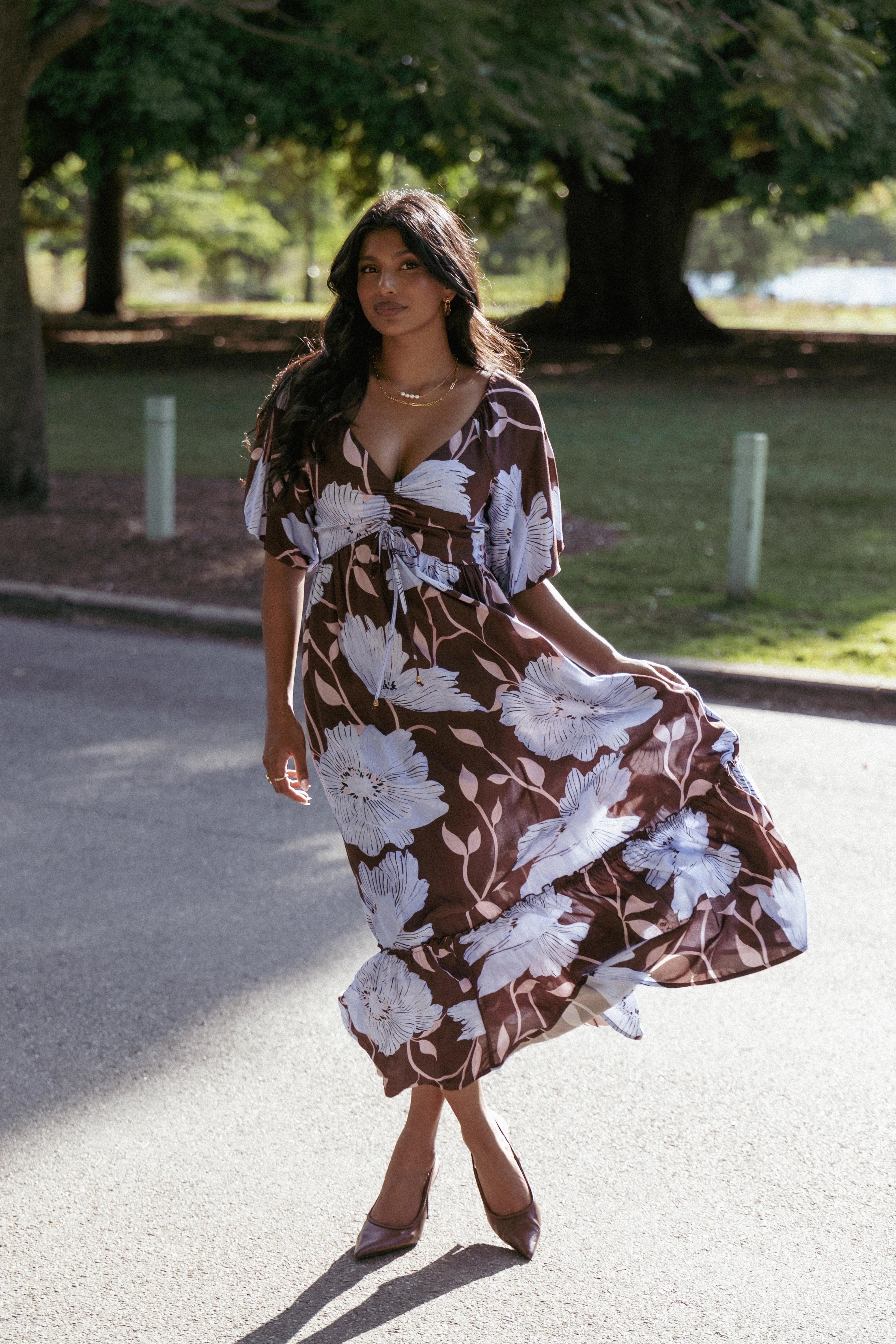 Annabella Maxi Dress Blue Poppies