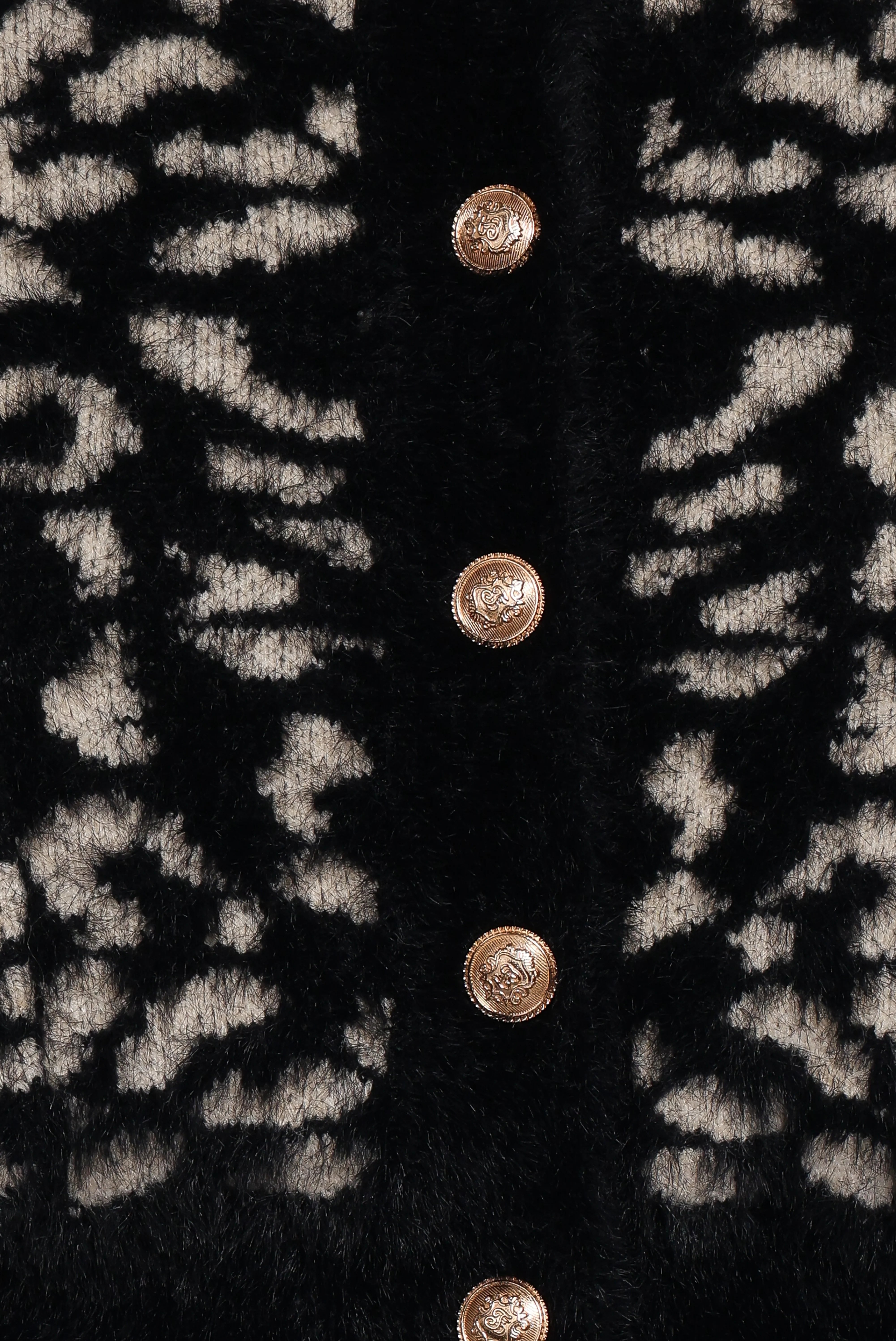Tyra Animal Print Faux Mohair Cardigan Black