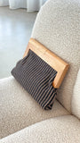 Zoey Thin Stripe Timber Frame Clutch Black