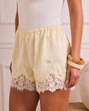 Spirited Cove Satin Lace Trim Shorts