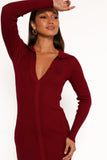 Collins Long Sleeve Midi Dress Wine