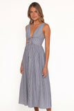 Annora Midi Dress Navy Pinstripe