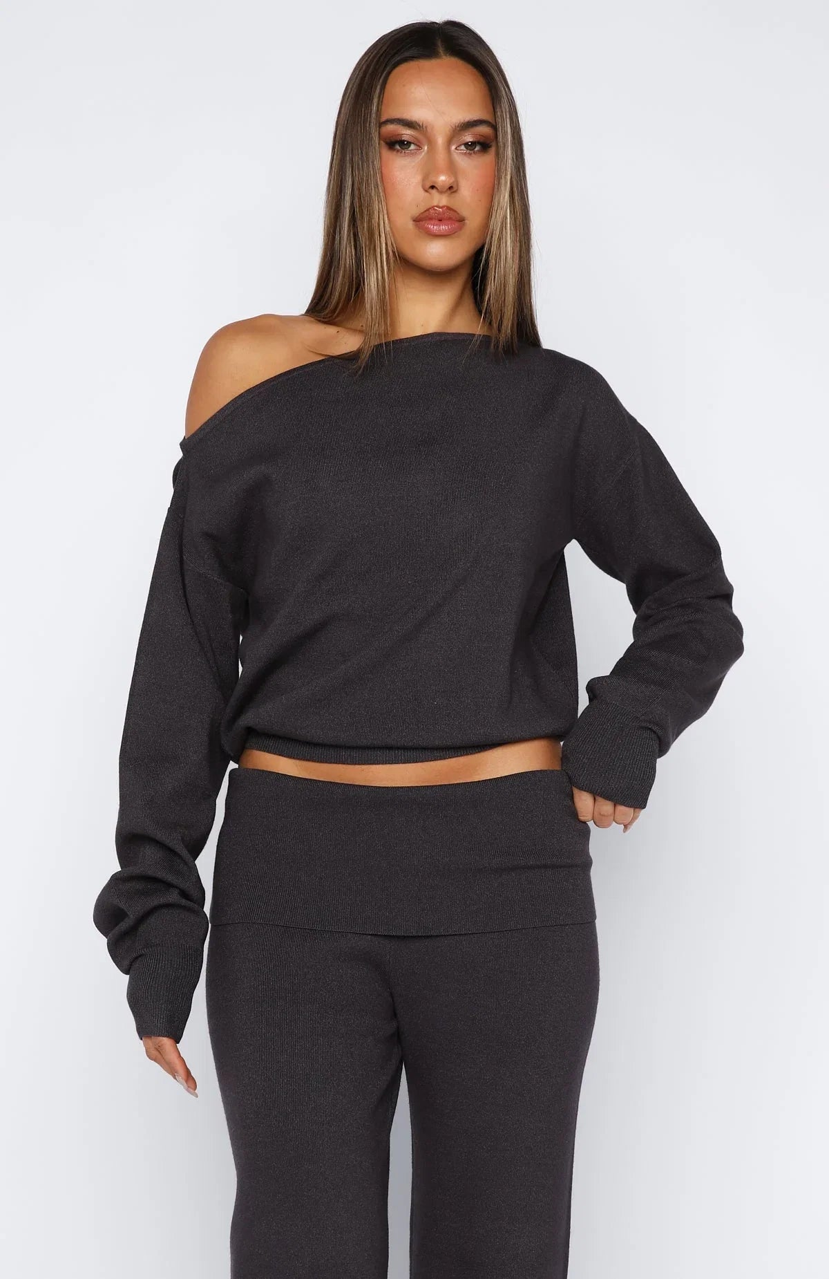 Cant Find The Words Knit Sweater Charcoal