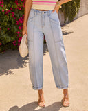 Teien Rigid High Rise Barrel Pintuck Jeans