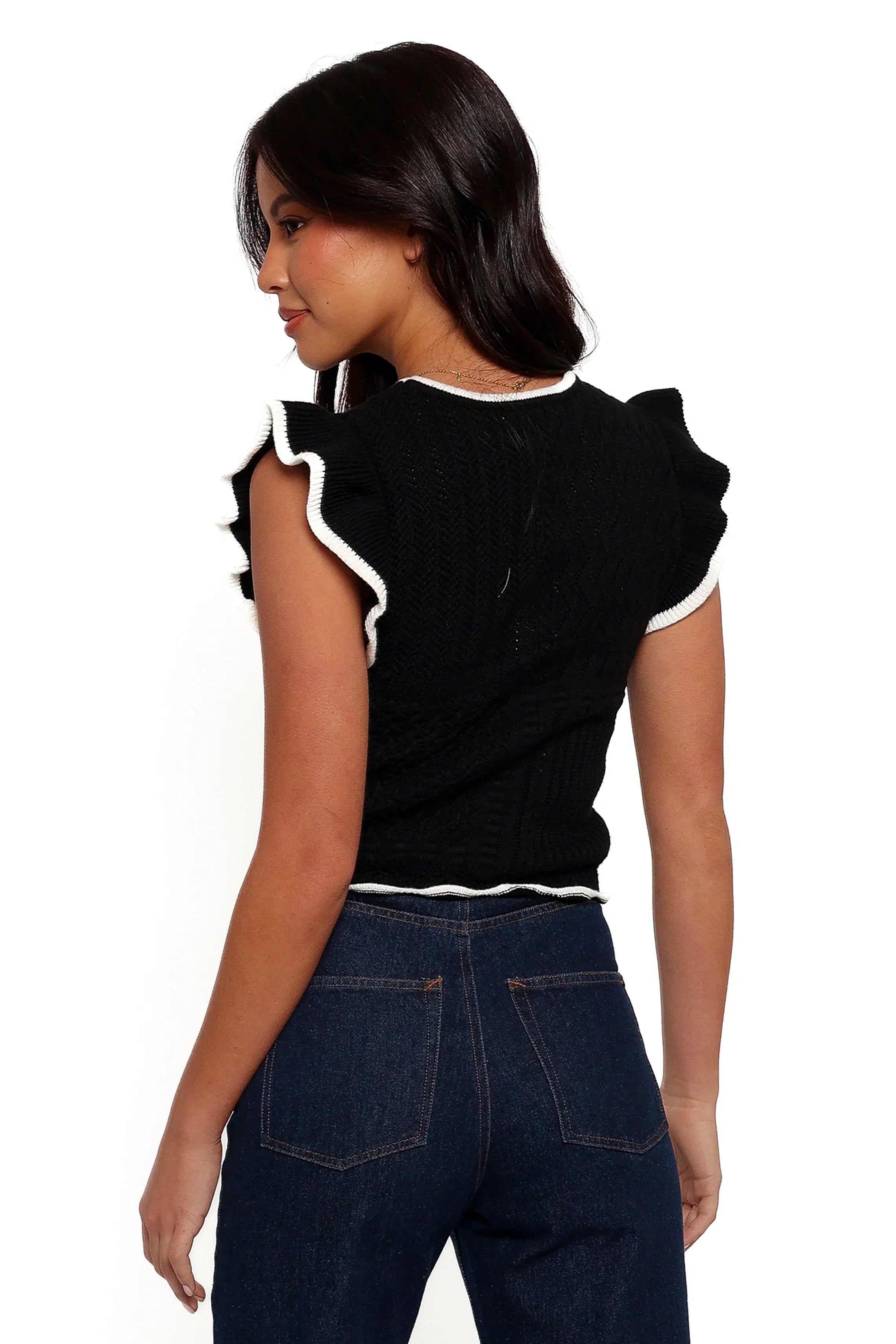 Abby Knit Top Black White
