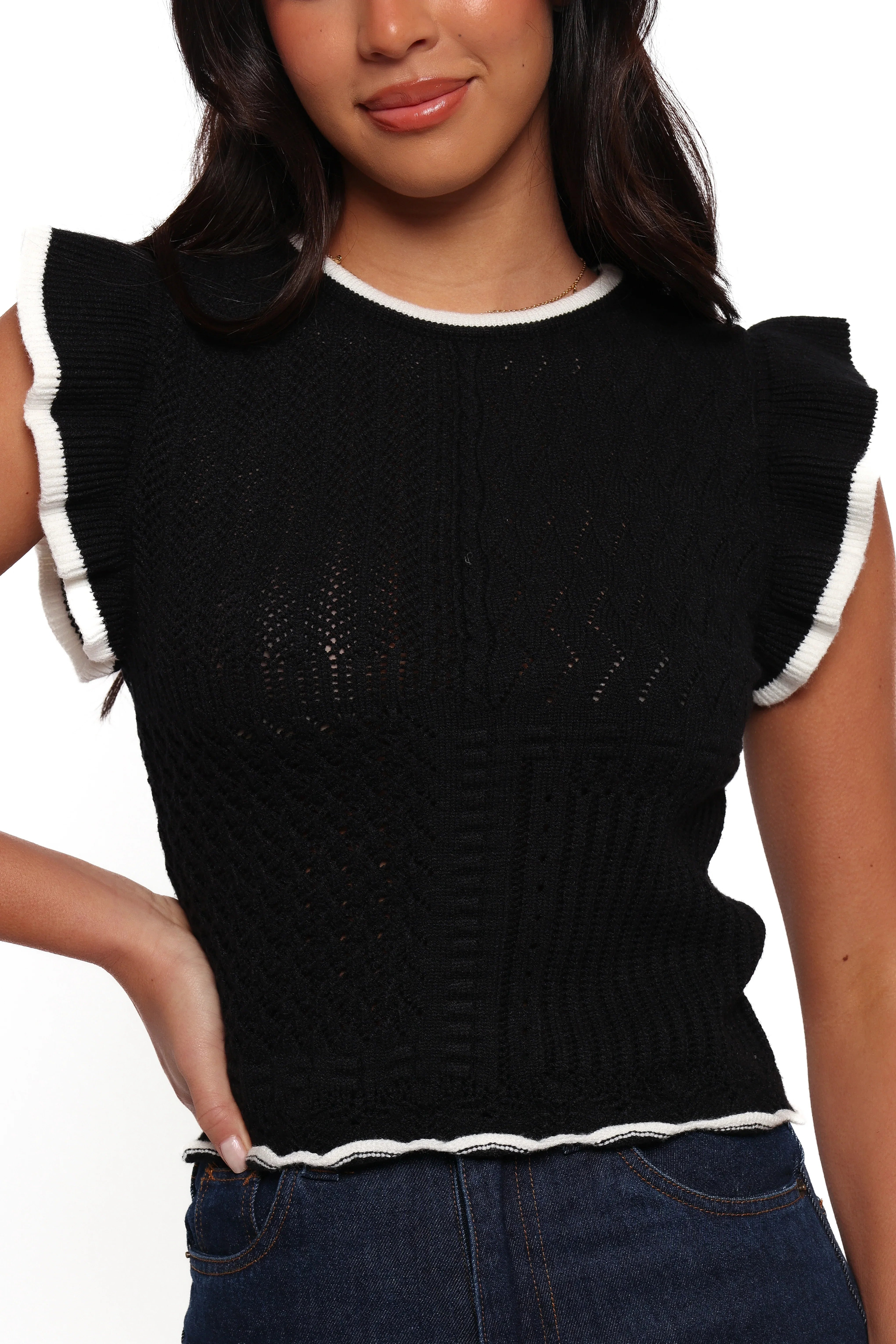 Abby Knit Top Black White