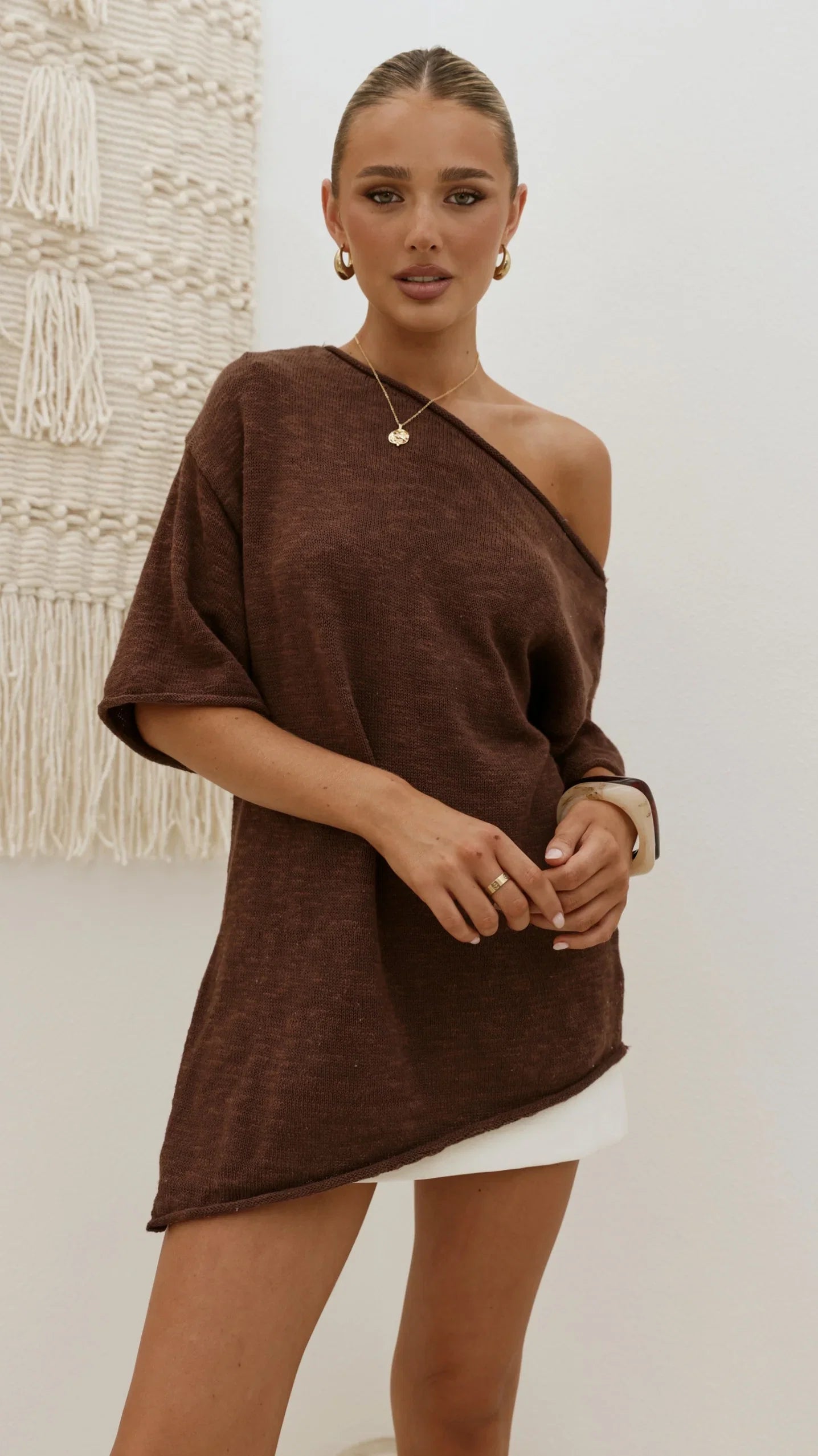 Keisha Off The Shoulder Top Chocolate