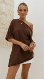 Keisha Off The Shoulder Top Chocolate