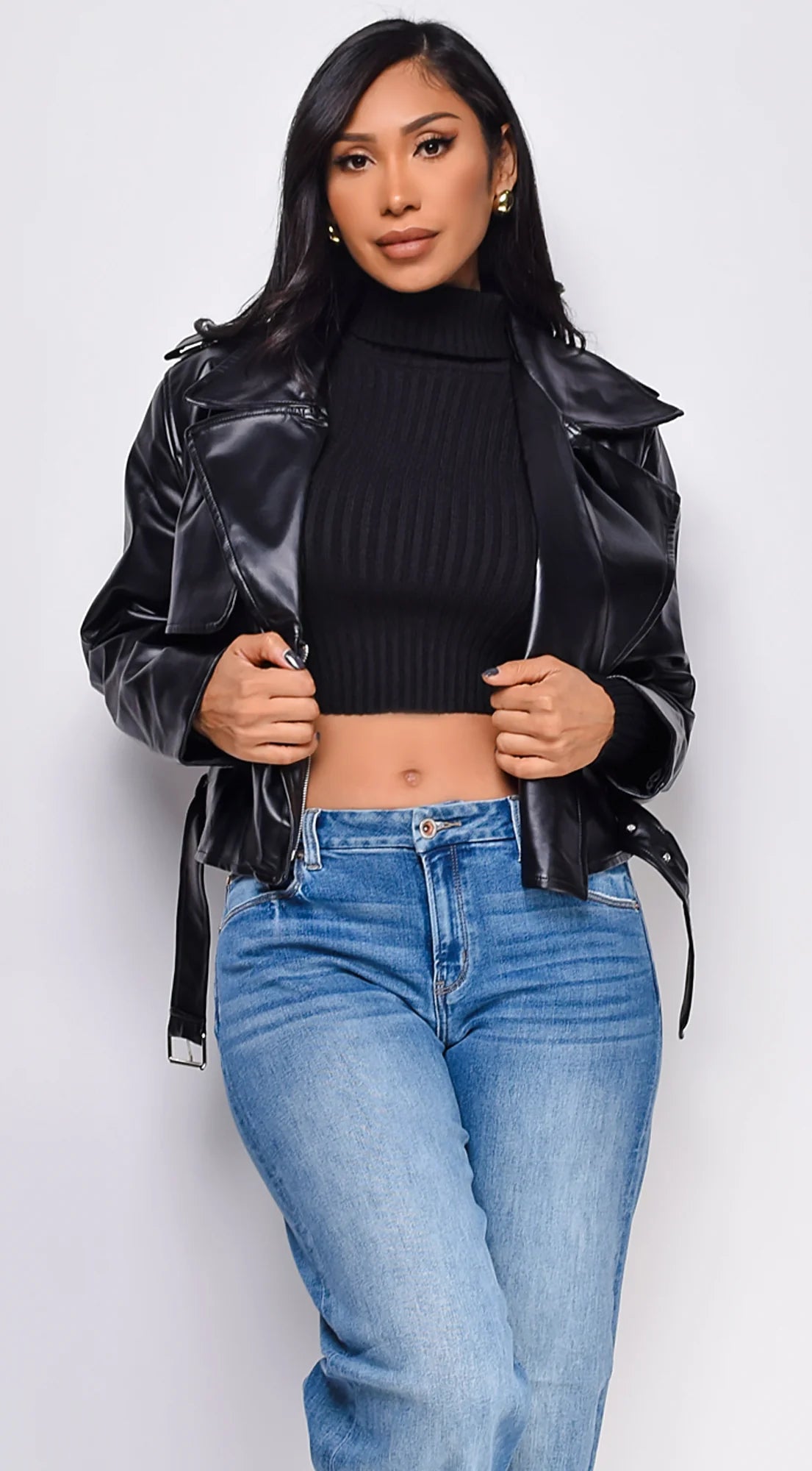 Piper Faux Leather Jacket Black