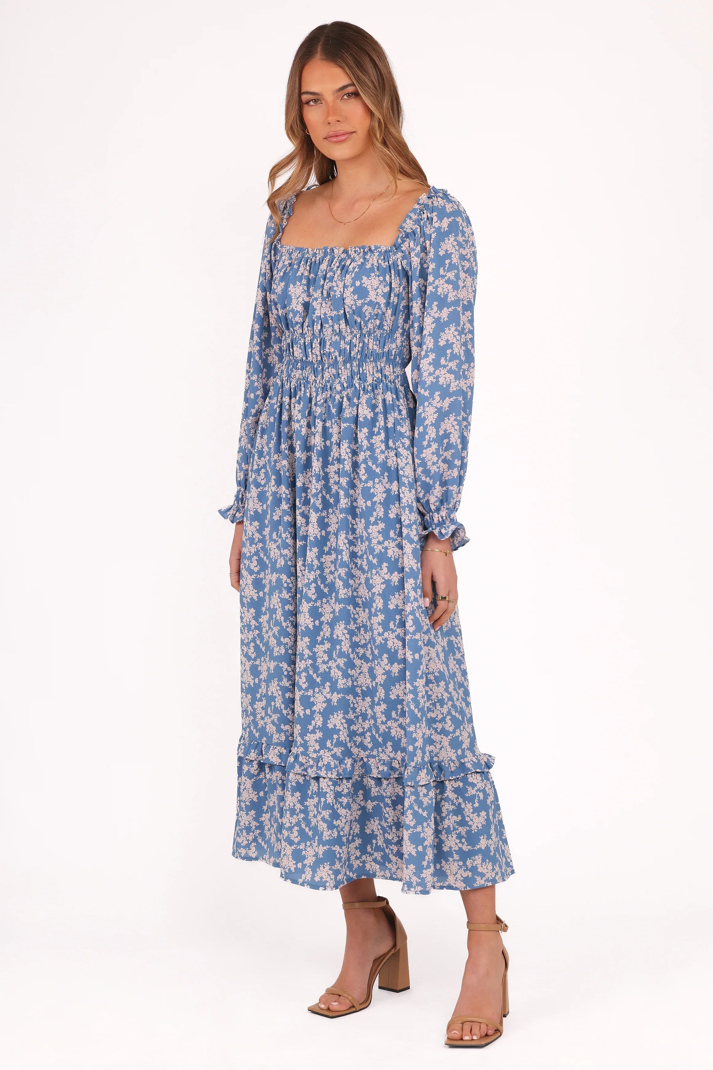 Aine Midi Dress Blue Floral