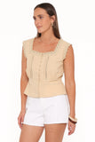 Luke Button Top Khaki