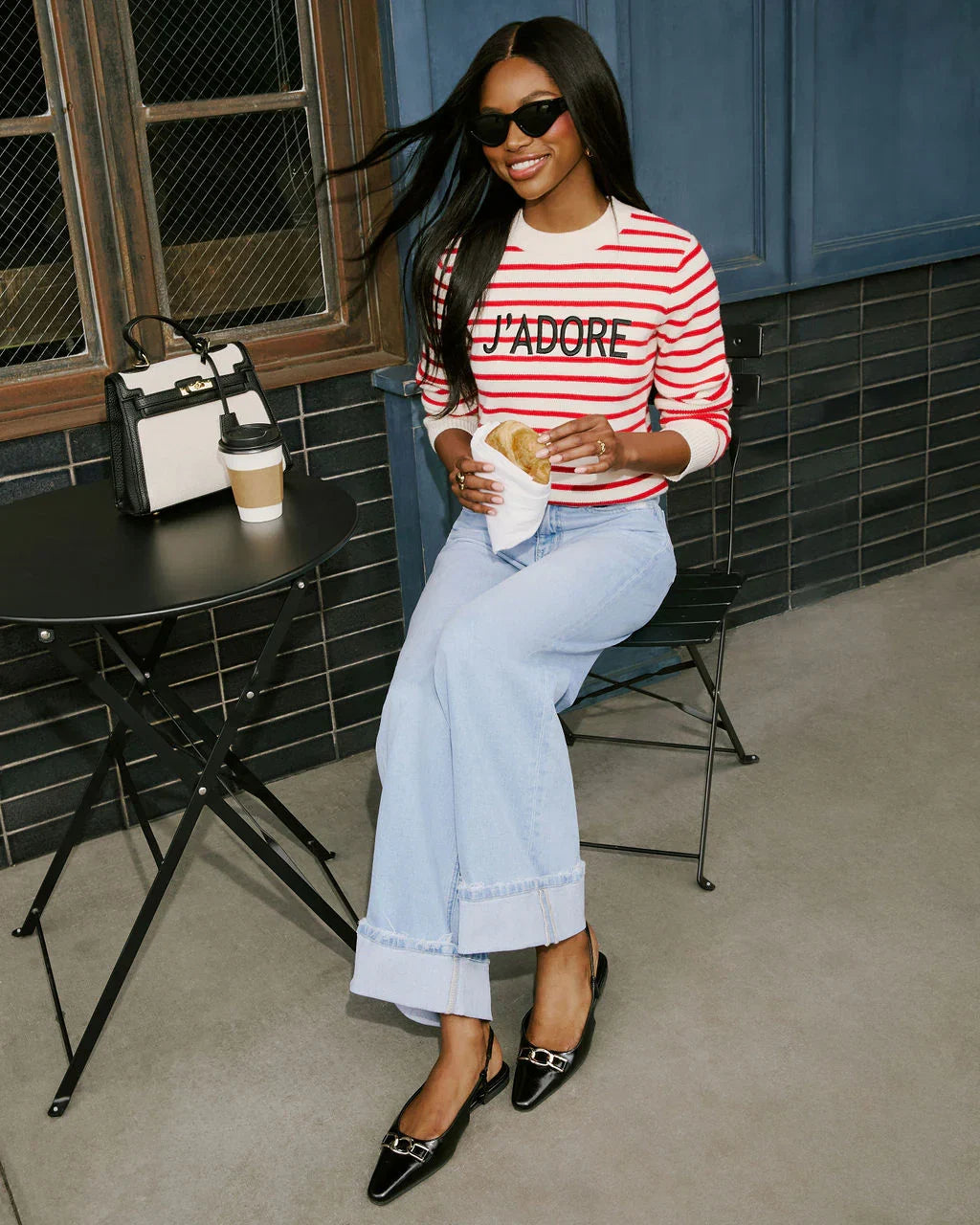 JAdore Striped Graphic Sweater