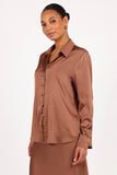 Narissa Satin Shirt Banksia Brown