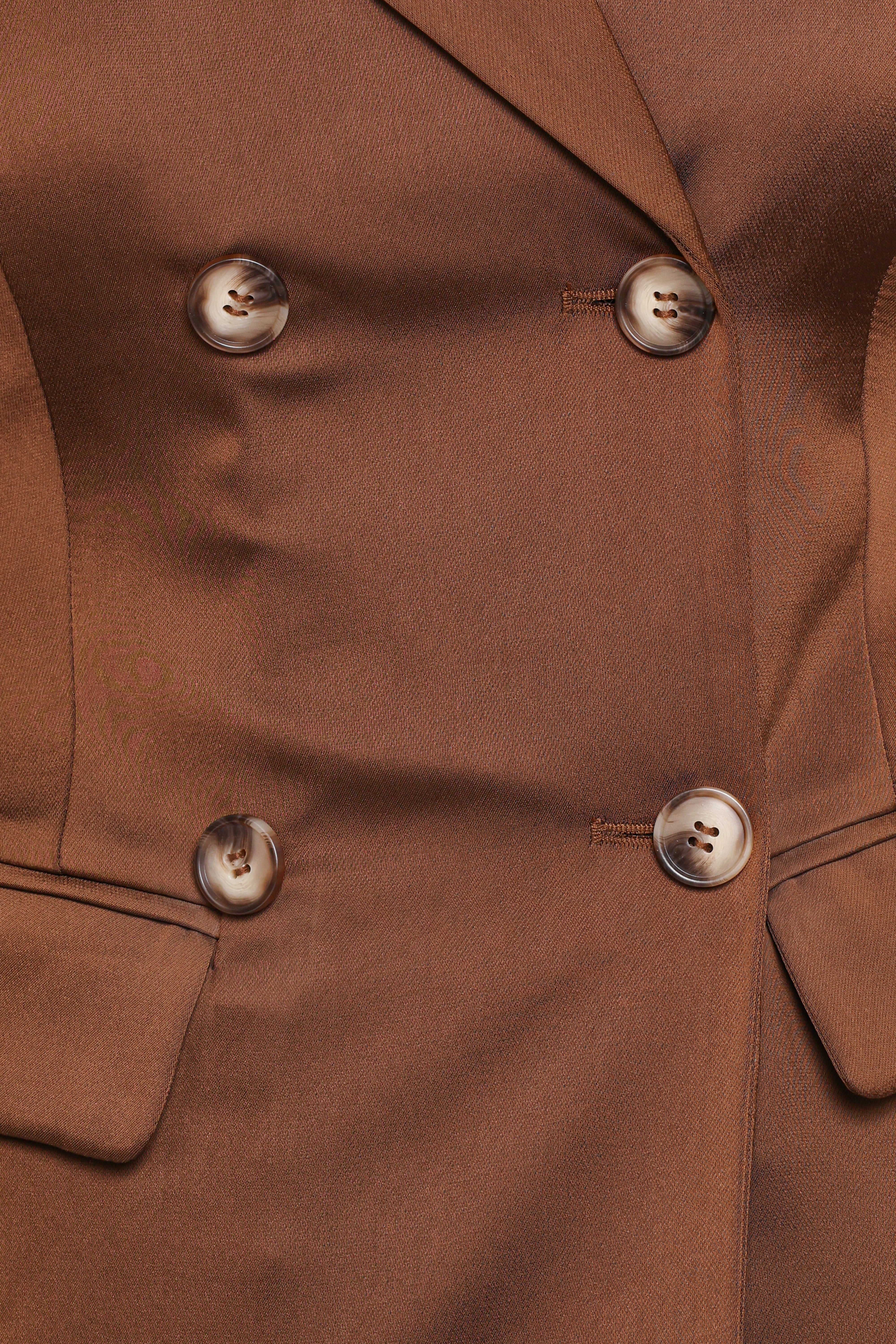 Trina Satin Blazer Brown