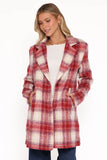 Travistine Long Plaid Coat Pink