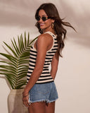 Elara Ribbed Knit Striped Print Tank Top