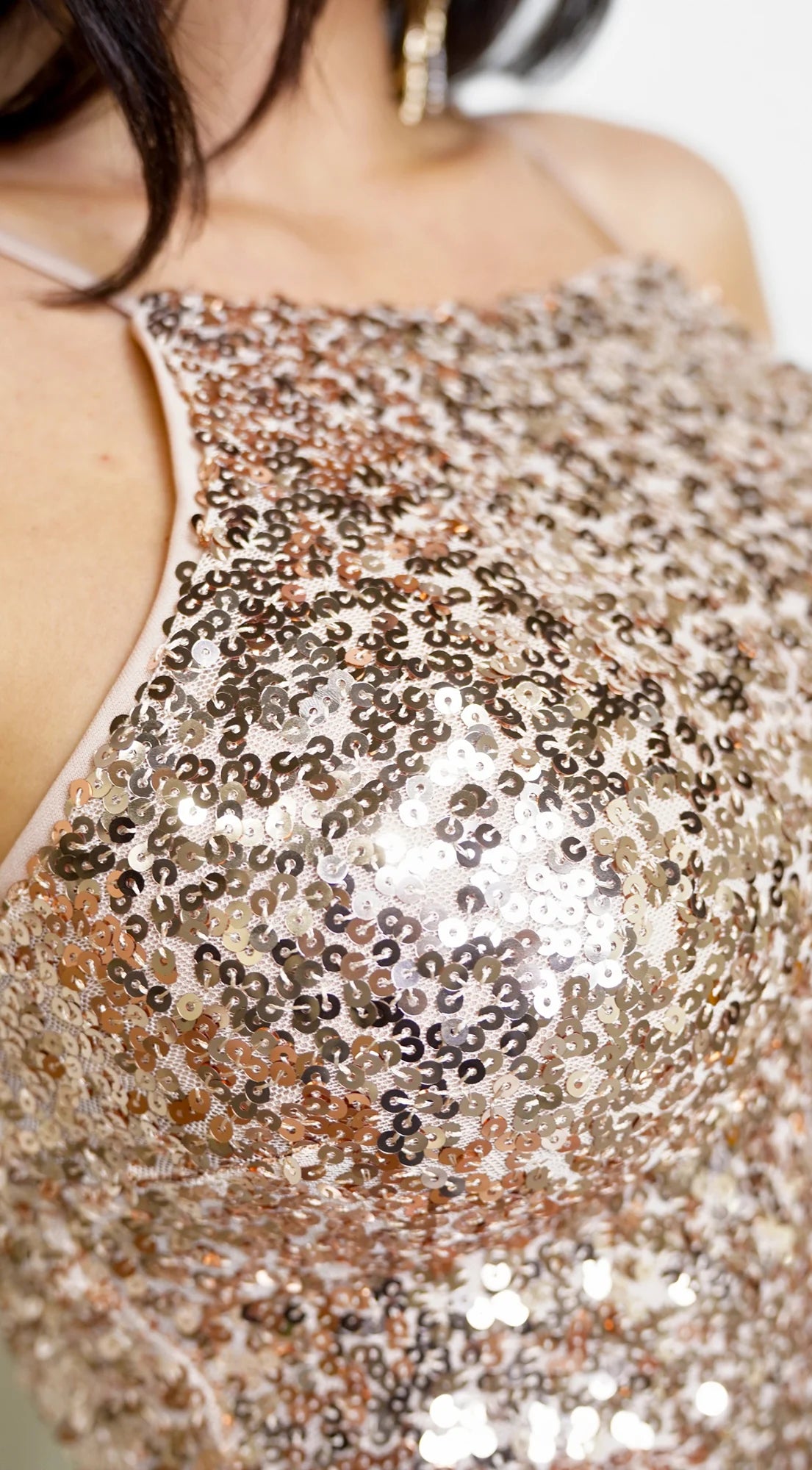 Kalise Halter Sequin Mini Dress Champagne