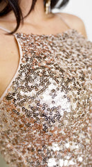 Kalise Halter Sequin Mini Dress Champagne