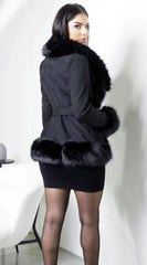 Velouria Faux Suede Fur Coat Black