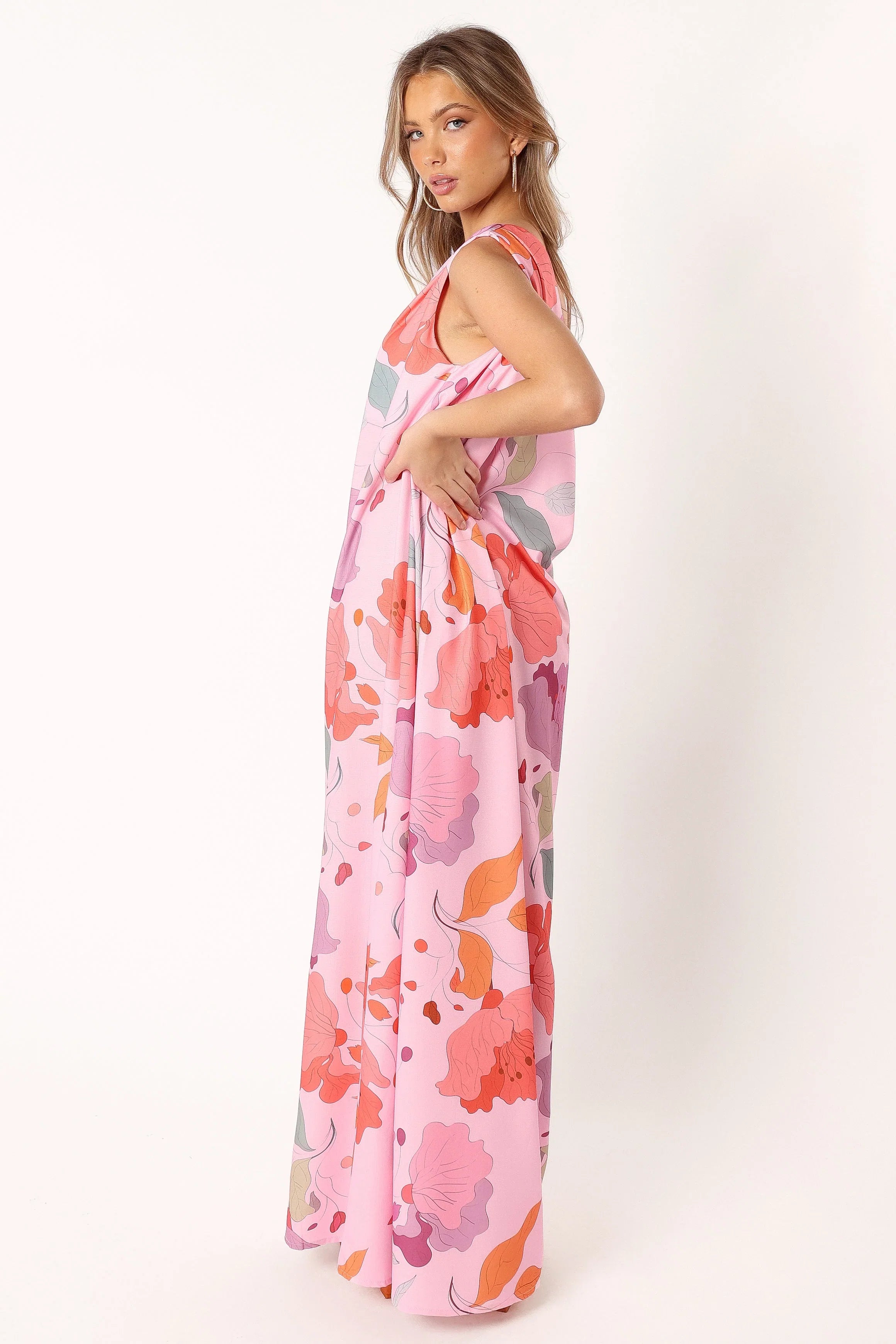 Tillie One Shoulder Maxi Dress Pink Floral