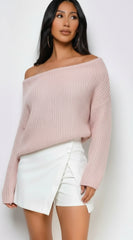 Karlina Wrap PU Leather Skort Ivory
