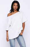 Give Me Options Off Shoulder Tee Light Grey Marle