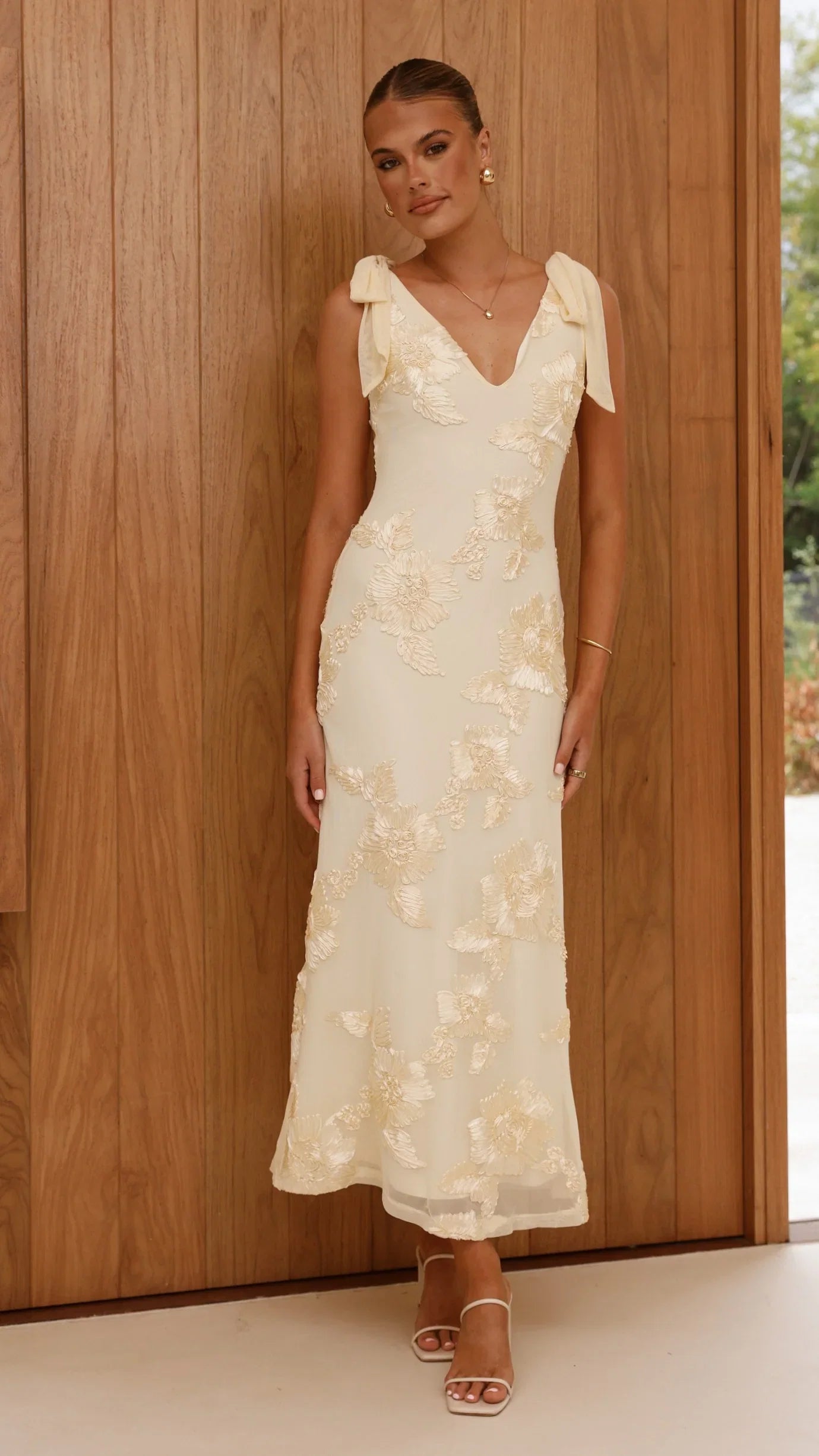 Usha Tie Strap Maxi Dress Yellow