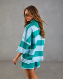 Cool Poise Striped Quarter Zip Terry Top