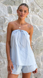 Mallie Strapless Top and Shorts Set Blue