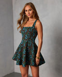 Leora Tapestry Fit and Flare Mini Dress