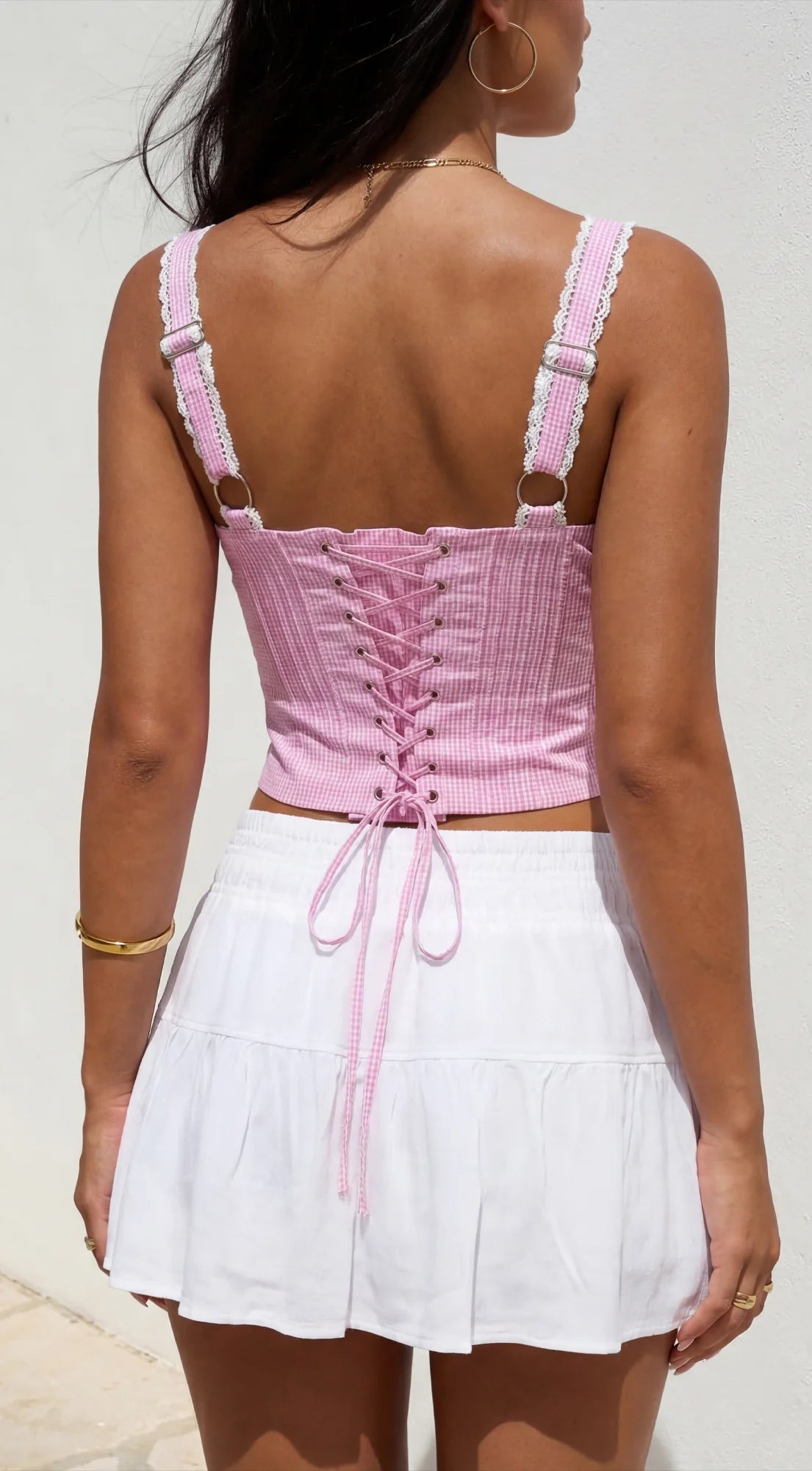 Calypsea Crinkle Gauze Tiered Mini Skort White