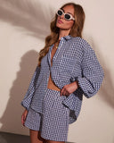 Sun Weathered Gingham Print Button Down Top