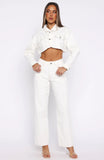 Did You Miss Me Mid Rise Straight Leg Jeans Off White