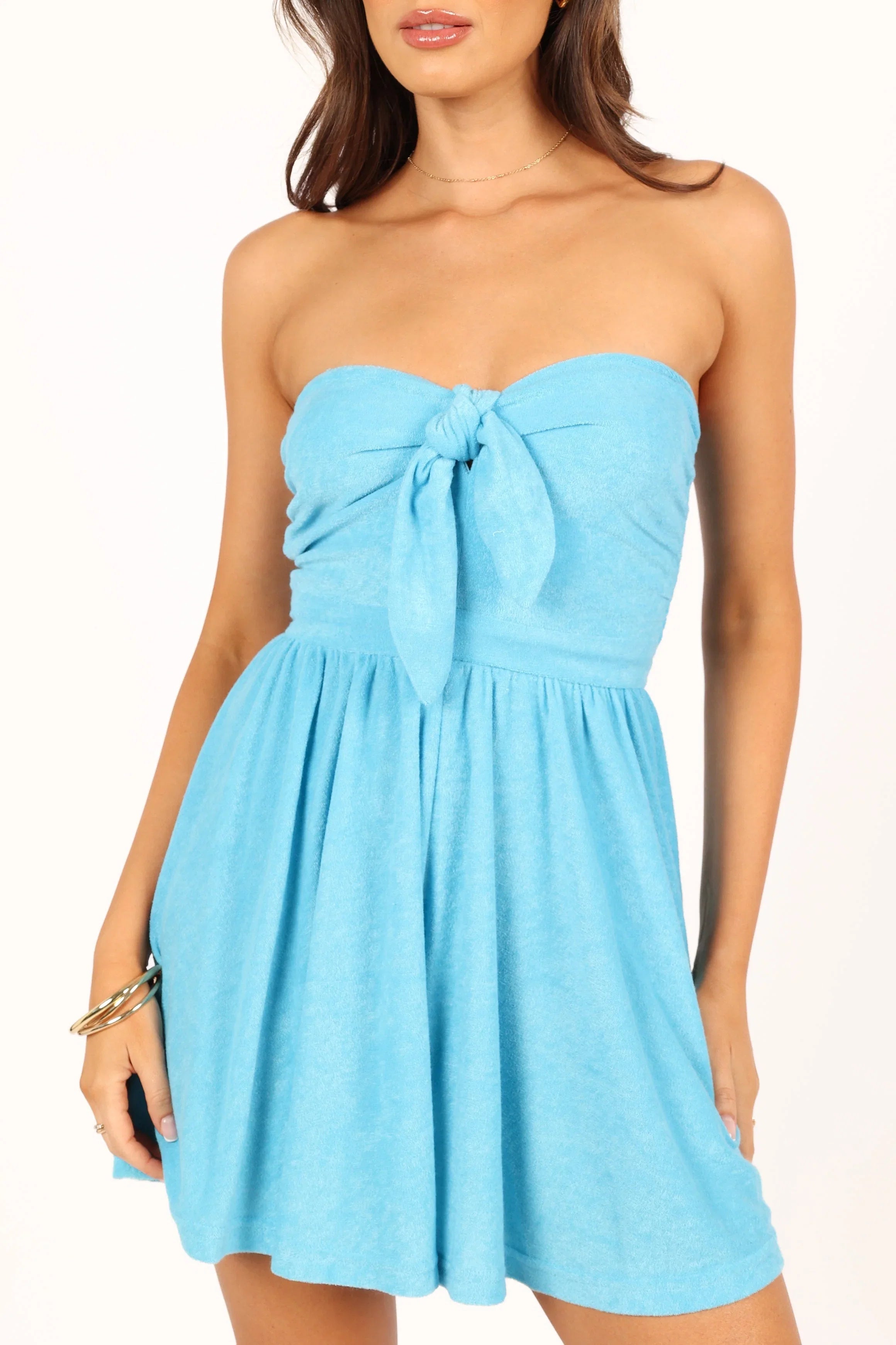 Marie Tie Front Romper Blue