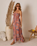 Eliora Tropical Print Halter Maxi Dress