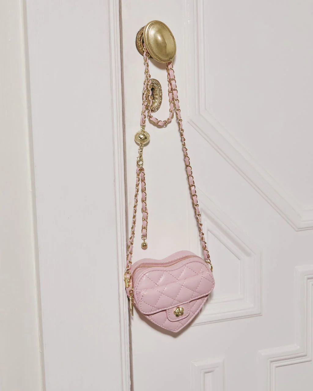 Love You Too Quilted Heart Shaped Crossbody Bag