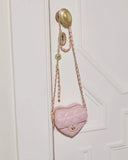 Love You Too Quilted Heart Shaped Crossbody Bag