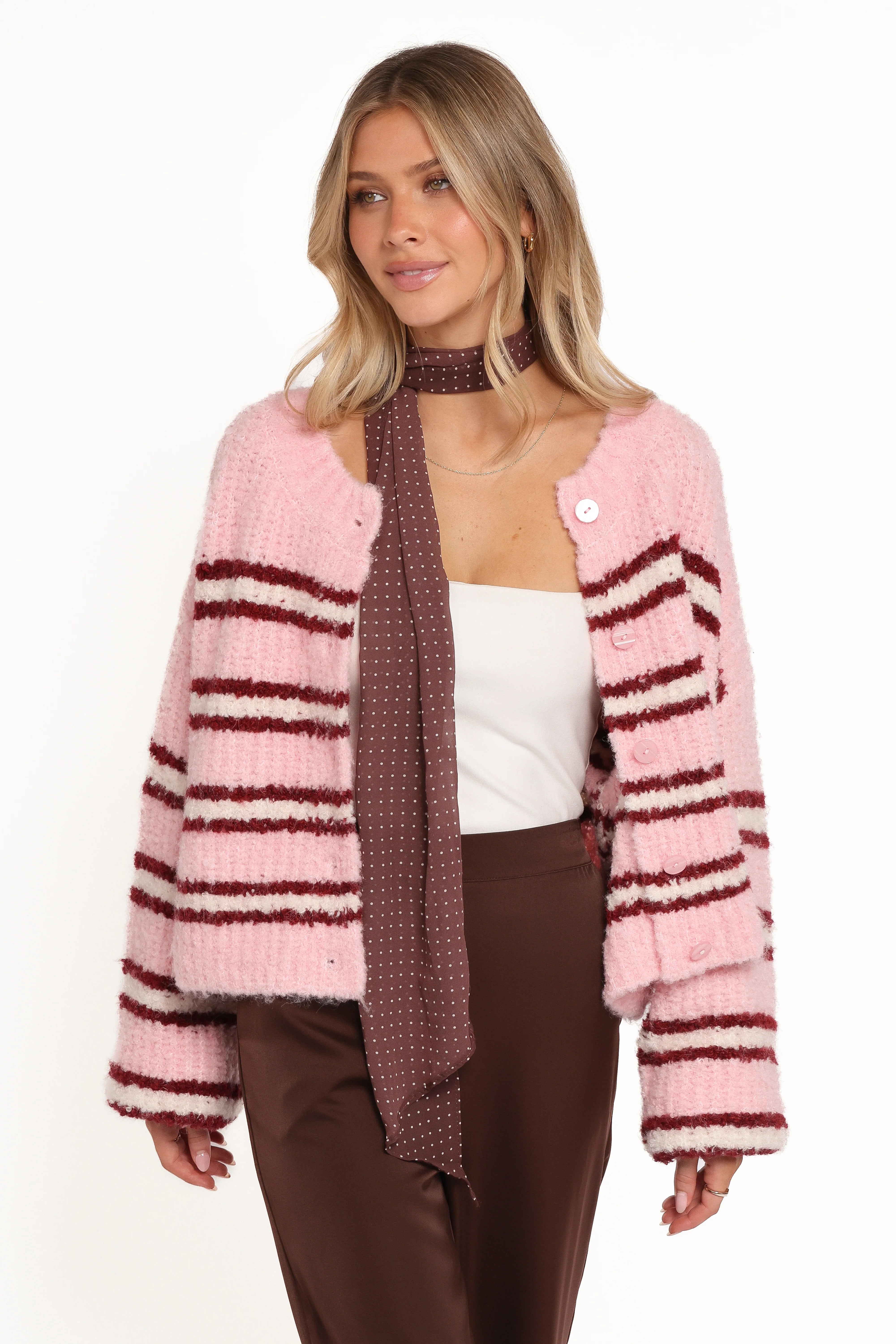 Albertine Cardigan Pink Stripe