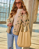 Savangie Pleated Leather Tote Bag